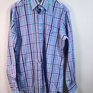 Peter Millar Lavender and Blue Plaid Shirt